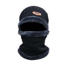 Add fleece caps in autumn and winter. Men's knitted hat. Two-piece bib ear protection wool hat. Cap. hat