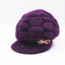 Winter hats. Middle-aged and elderly women plus velvet thick warm hat Mother hat. Western style cap. Casual knitted hat