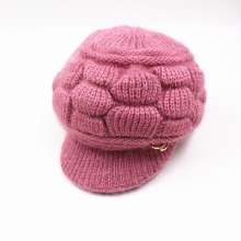 Winter hats. Middle-aged and elderly women plus velvet thick warm hat Mother hat. Western style cap. Casual knitted hat
