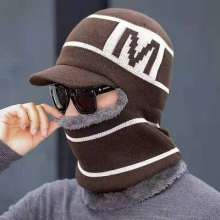 Add fluffy line cap. Middle-aged and elderly hats. Mom and Dad hats. Men's and women's winter woolen knitted hats cycling caps caps