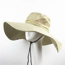 Outdoor men's spring and summer hats. Drawstring breathable sun hat fashion big brim hat fisherman hat. Fishing cap. cap