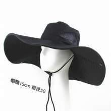 Outdoor men's spring and summer hats. Drawstring breathable sun hat fashion big brim hat fisherman hat. Fishing cap. cap