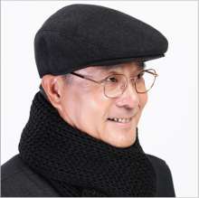 Middle-aged and elderly men's spring and autumn berets. Grandpa and Dad hats. Elderly warm winter old man ear protection forward cap