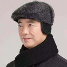 Dad forward cap. Cold cap. hat. Plus velvet thick beret hat winter men's middle-aged and elderly imitation mink fur