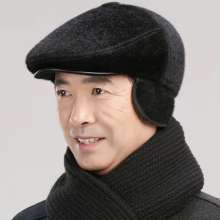 Dad forward cap. Cold cap. hat. Plus velvet thick beret hat winter men's middle-aged and elderly imitation mink fur