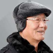 Dad forward cap. Cold cap. hat. Plus velvet thick beret hat winter men's middle-aged and elderly imitation mink fur