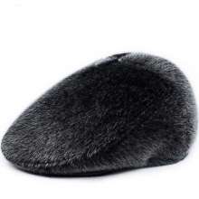 Dad forward cap. Cold cap. hat. Plus velvet thick beret hat winter men's middle-aged and elderly imitation mink fur