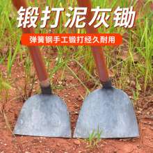 Forged hoe with agricultural tools. Outdoor weeding hoe. Garden Tools. Flower and vegetable square head small wide hoe, plaster hoe. Mud rake construction site ash hoe