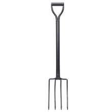 Open the ground to loosen the soil and dig soil and open up wasteland hoe outdoors. Steel fork for agricultural manual soil turning deep turning device. Rake. Steel handle rake