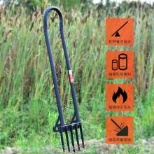 Wasteland reclamation tool is a heavy-duty tillage tool. Deep flipper rake. Agricultural manual plowing, loosening, digging, plowing fork and hoe