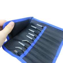 Canvas nine-piece stainless steel anti-static tweezers electronic repair bird's nest grafting eyelash professional pointed elbow tweezers