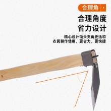Hua hoe outdoor agricultural gardens. Gardening tools. Fishing and weeding hoe. A small hoe with a short wooden handle for hoeing grass growing vegetables. Pointed hoe