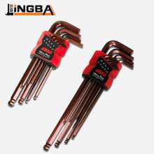 S2 Steel Nine-Piece Ball Head L Type Allen Wrench Set Bronze Metric Chrome Vanadium Steel Allen Wrench Set