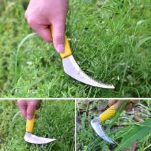 Stainless steel mowing. Mowing grass with tooth sickle. Small sickle garden agricultural serrated sickle. Small grass weeding knife H4386