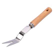 Lijin garden supplies stainless steel. root device. Garden weeder. Weeding tools seedling fork root taker beech wood handle