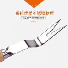 Lijin garden supplies stainless steel. root device. Garden weeder. Weeding tools seedling fork root taker beech wood handle