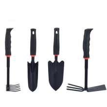 Five-tooth rake with vinyl handle. Gardening set of four. Flower shovel Dual-purpose hoe. gardening tools. garden farm tools set