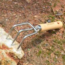 Lijin stainless steel gardening rake. Garden loosening rake for growing vegetables. three-tooth harrow
