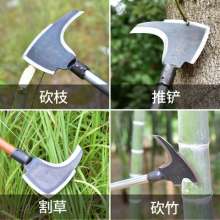 Three-use sickle for cutting. Agricultural harvesting straw mowing sickle. Chopping branches, chopping firewood, manganese steel sickle. Three scythes