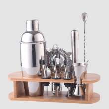 Stainless Steel Cocktail Shaker Set. 16-piece set of bamboo and wood rack wine wine set. 700ml creative shaker