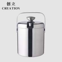 1.3L double insulated ice bucket. Champagne beer stainless steel bucket. Metal wine bar ice bucket