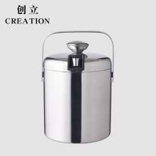 1.3L double insulated ice bucket. Champagne beer stainless steel bucket. Metal wine bar ice bucket