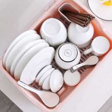 Multifunctional large plastic transparent cupboard. Kitchen tableware. Storage dish rack. Household Japanese tableware drain rack
