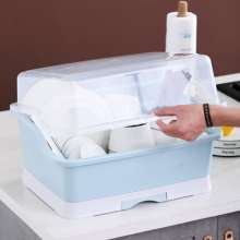 Multifunctional large plastic transparent cupboard. Kitchen tableware. Storage dish rack. Household Japanese tableware drain rack