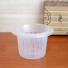 Soilless culture planting basket. Hydroponic plant flower root fixing flowerpot. Round deepened plastic small planting basket with cotton rope