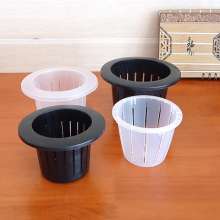 Soilless culture planting basket. Hydroponic plant flower root fixing flowerpot. Round deepened plastic small planting basket with cotton rope