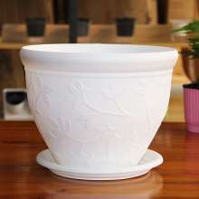 塑料花盆 阳台加厚大盆 带托盘圆形大花盆 盆栽绿植果树花盆