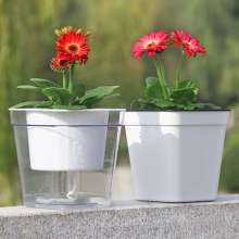 Meixuan Plastic Industry. Lazy flower pot. Factory supply square full transparent creative automatic water-absorbing plastic pot. Flower pot pot