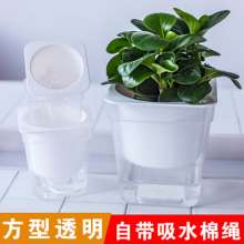 Meixuan Plastic Industry. Lazy flower pot. Factory supply square full transparent creative automatic water-absorbing plastic pot. Flower pot pot