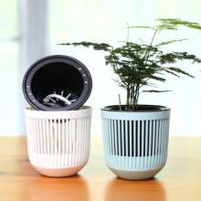 Meixuan hollow striped hydroponic flower pot. Self-absorbent plastic resin PP water storage flower pot green dill flower pot. Potted plant