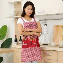 Thickened twill peach skin velvet Korean anti-fouling apron. Apron. Double pocket straps sleeveless kitchen and home apron