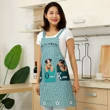 Thickened twill peach skin velvet Korean anti-fouling apron. Apron. Double pocket straps sleeveless kitchen and home apron