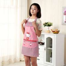 Hanging neck kitten kitchen home apron anti-fouling peach skin cartoon positioning apron . apron