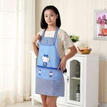 Hanging neck kitten kitchen home apron anti-fouling peach skin cartoon positioning apron . apron
