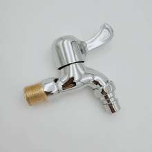 Copper tooth washing machine water nozzle home improvement bathroom copper tooth water nozzle electroplating copper washing machine mop pool faucet into the wall thickened single handle faucet