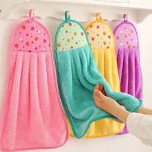 Coral fleece towel ... hanging towel. Kitchen and bathroom. Kitchen towel