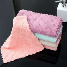 Double-sided cleaning kitchen household absorbent wipe table towel coral flannel. Rag. Dishcloth