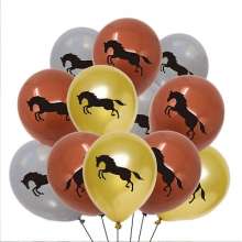 Horse Cowboy Themed Balloons Birthday Party Arrangement Supplies Decoration Set Golden Brown Gray Latex Balloons .Balloons