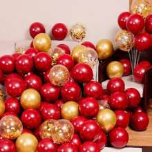 Wedding wedding room arrangement balloon 10 inch double-layer thickened pomegranate red Chanel ruby red wedding ceremony. Balloon. Dress up balloon