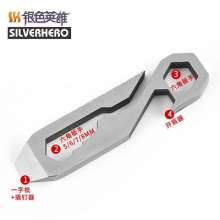 Stainless steel multi-function wrench. Outdoor wrench tool. Tool 8 in 1 outdoor combination tool hexagon wrench