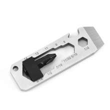 Stainless steel outdoor multi-function gadgets. Outdoor equipment Camping supplies. Wrench, screwdriver. Cross batch wrench bottle opener