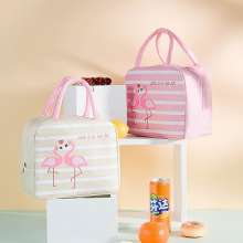 New thermal insulation lunch bag. Office worker with lunch bag. Tote bag Portable striped lunch box insulation bag lunch box bag lunch bag lunch box bag