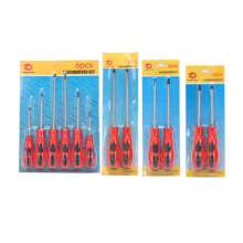 Household combination screwdriver set. Red and black handle cross screwdriver in stock. Multifunctional manual screwdriver