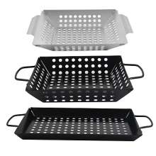 Carbon Steel Outdoor BBQ Tray .Stainless Steel Square BBQ Drainer .Vegetable BBQ Basket. Grilling Tray