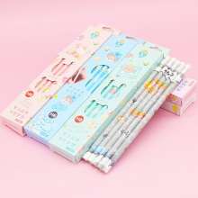 Cartoon 10 pencils in a box. hb pencils. Children's study stationery. Elementary school prizes with rubber pencils
