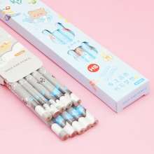 Cartoon 10 pencils in a box. hb pencils. Children's study stationery. Elementary school prizes with rubber pencils